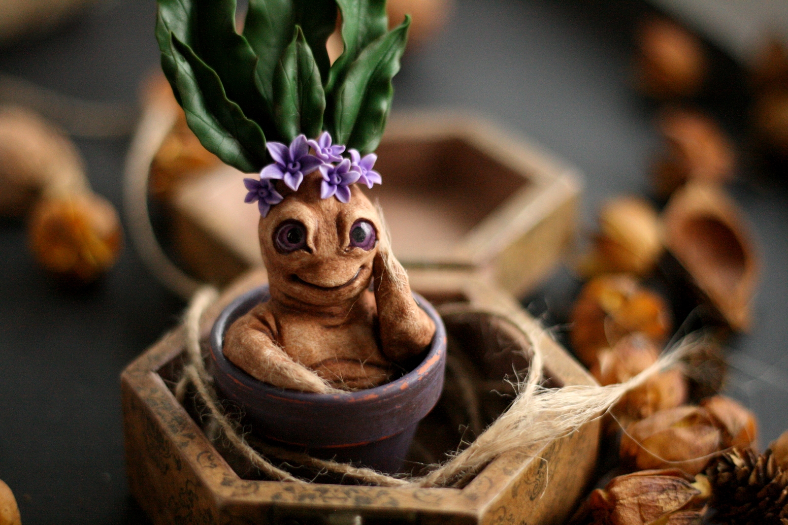 Hand drawn mandrake - My, Polymer clay, Mandrake, Needlework, With your own hands, Needlework with process, Milota, My, Longpost