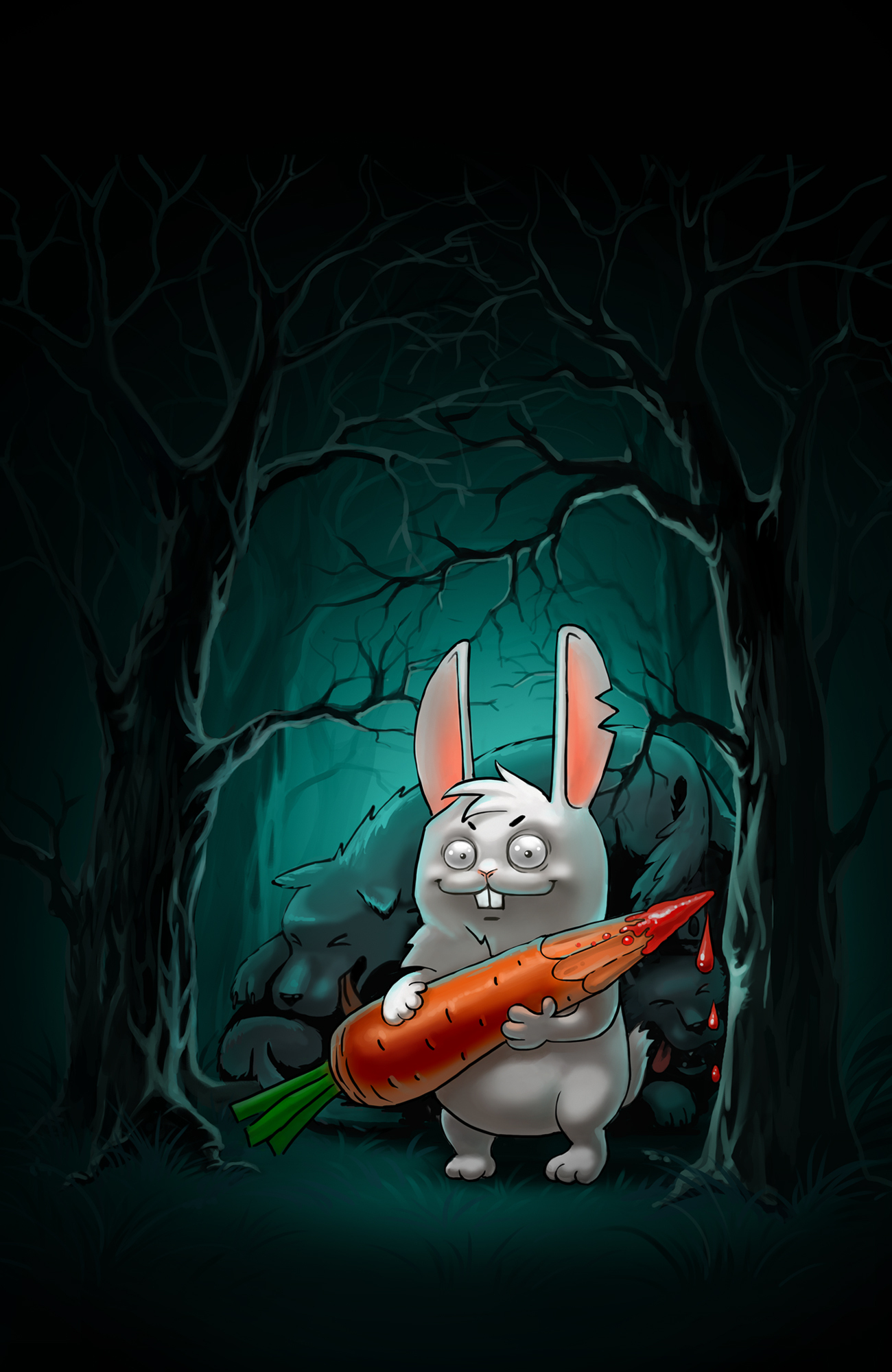 They didn't attack him) - My, Computer graphics, Digital drawing, Rabbit, Carrot, Wolf