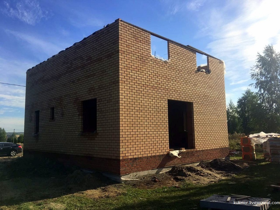 We build your house in 90 days. 47-52 days (12.09-17.09). Second floor walls almost completed - My, Home construction, My house, First floor, My, The photo, Kazan, Novye Salmachi, Longpost