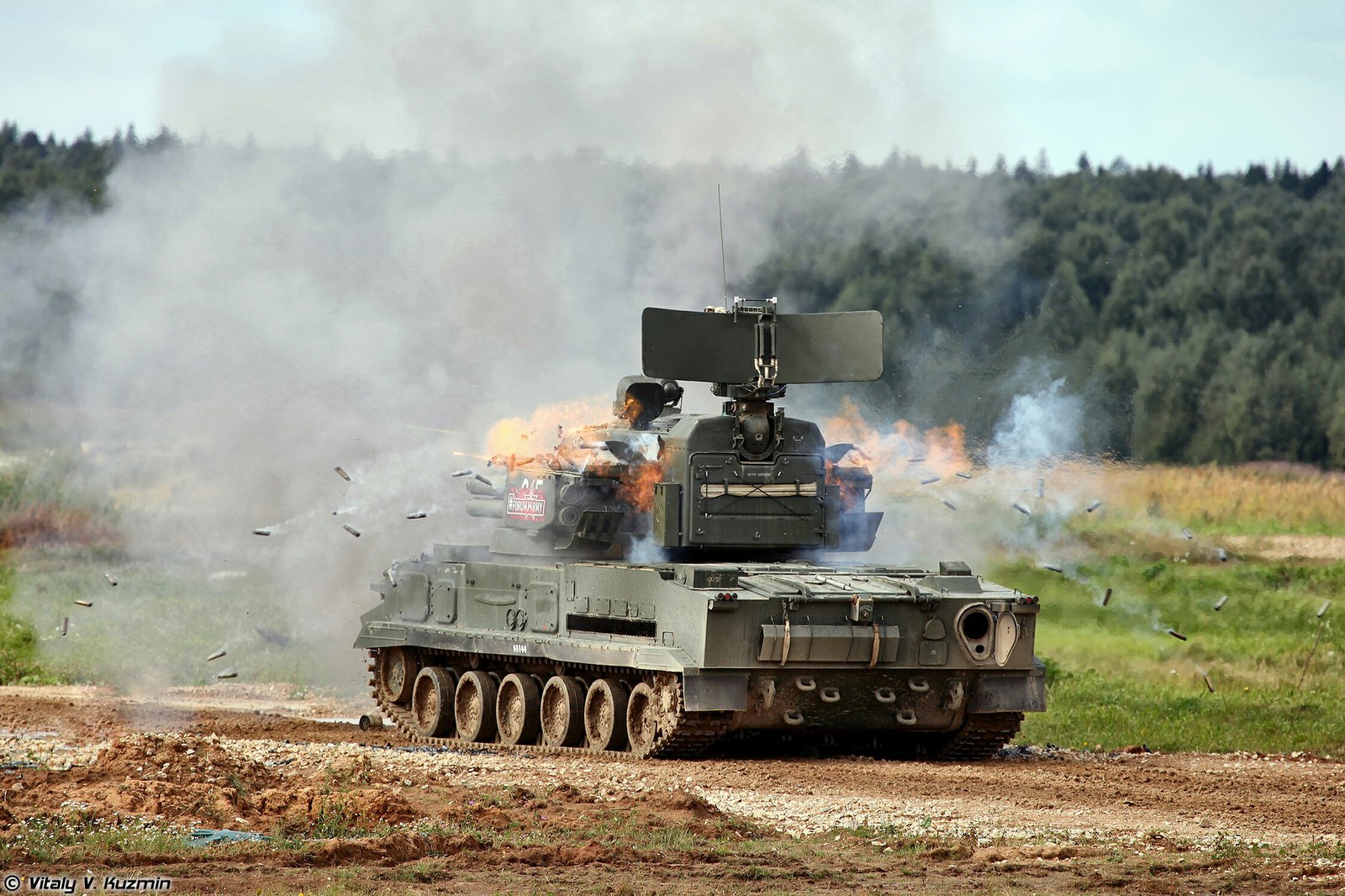 ZSU 2S6 Tunguska-M firing at a ground target. - Tunguska, Air defense, Zsu, Power