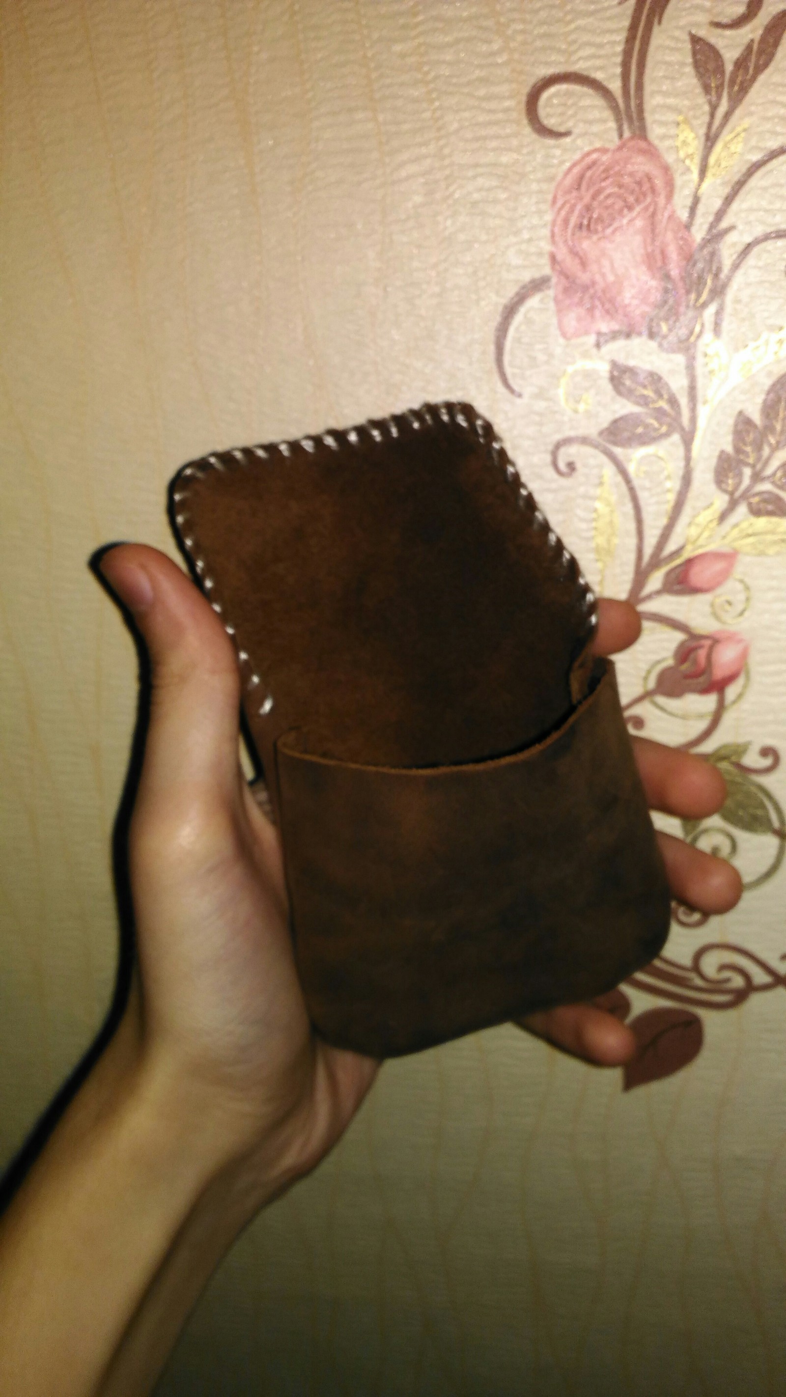 The simplest wallet - My, Needlework without process, Leather, Wallet, My first job, Longpost