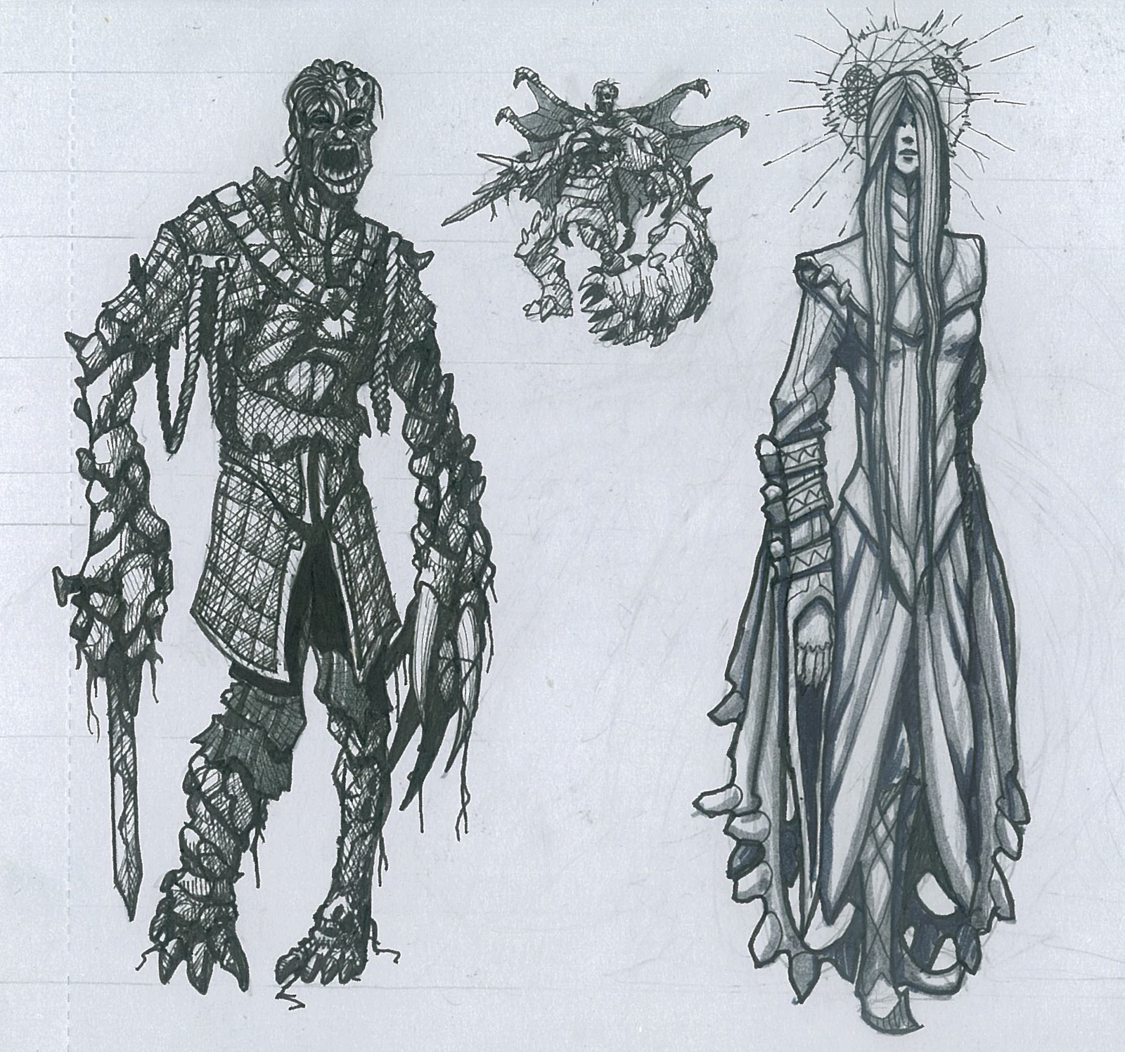 Random sketchbook - My, Drawing, Pen drawing, Concept Art, Dark fantasy, , , Longpost