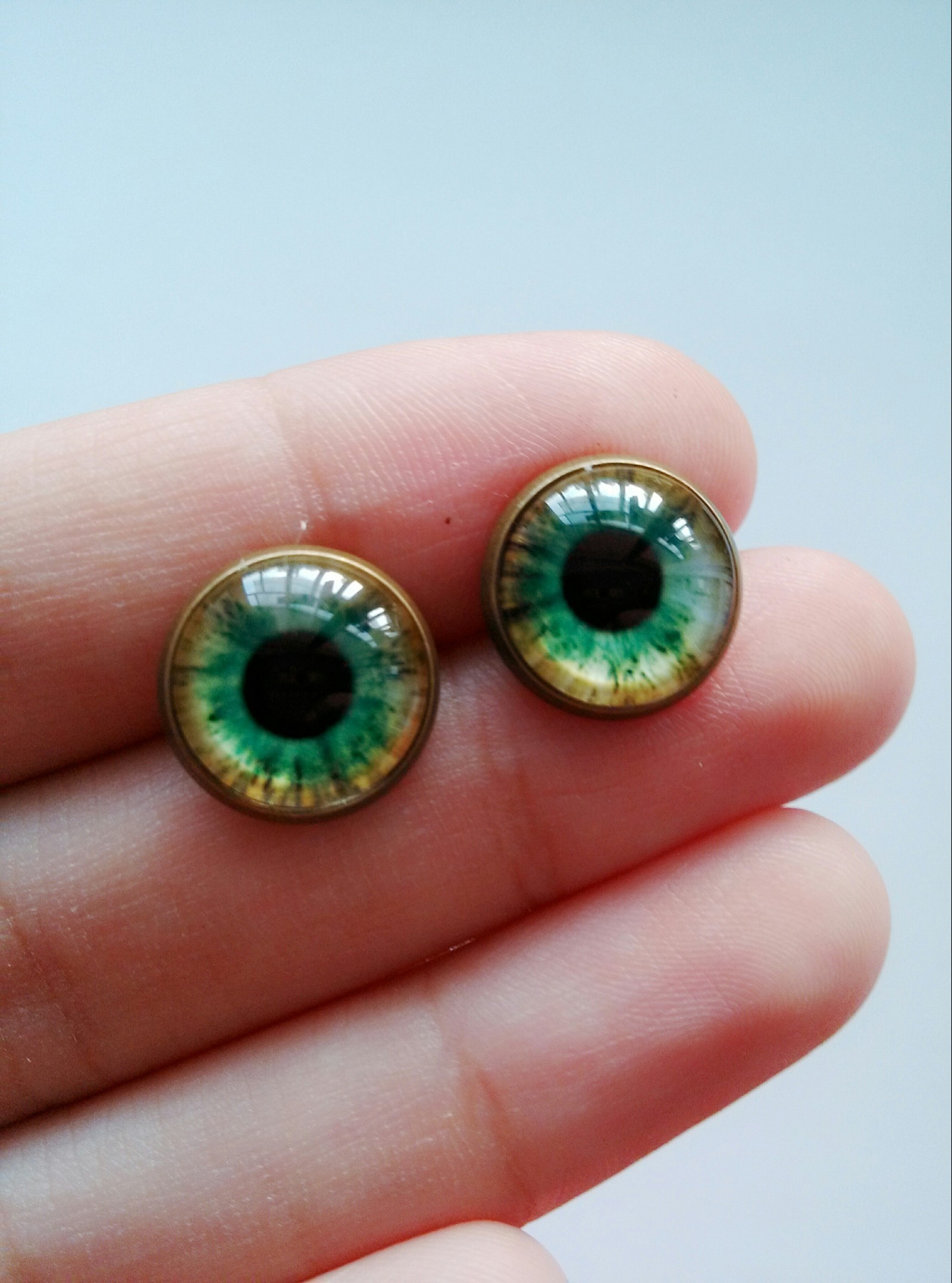 Wanted to try something new. I have long wanted to make stud earrings with glass. - My, , Earrings, Eyes, Decoration, Glass, Creation, Longpost