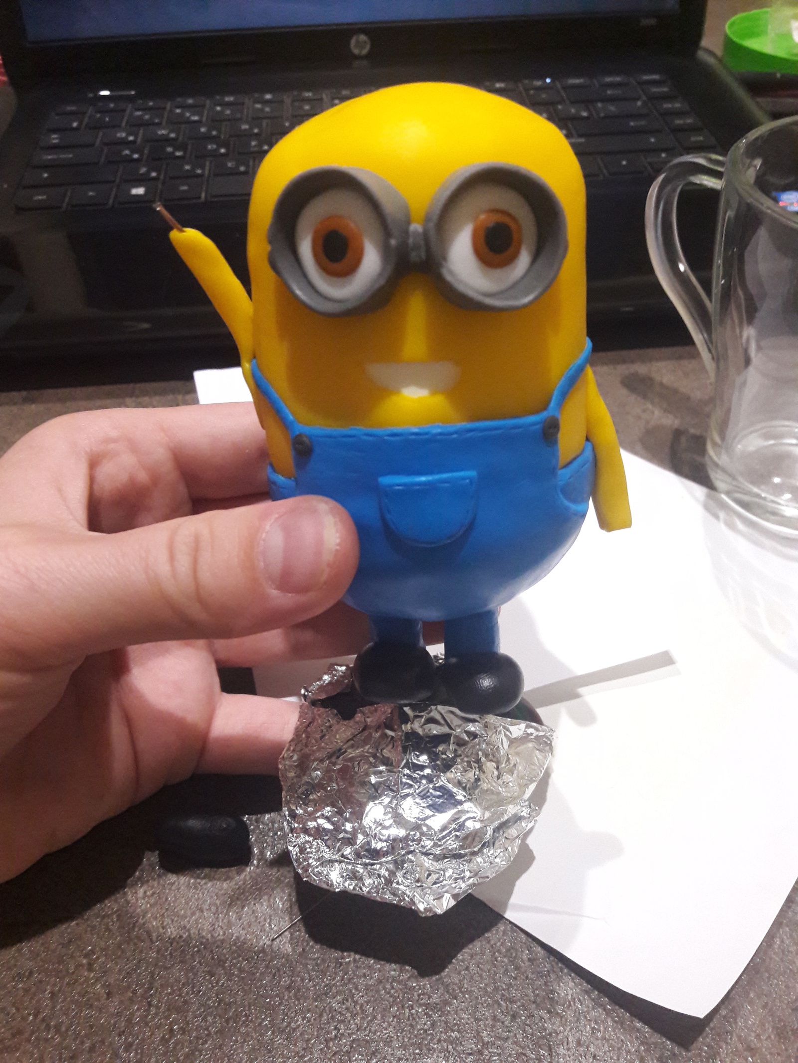 Stand for photo with MINION. What does it have to do with a tube of deodorant? - My, Polymer clay, Minions, Despicable Me, Needlework with process, The photo, Handmade, Polymer clay, With your own hands, Longpost