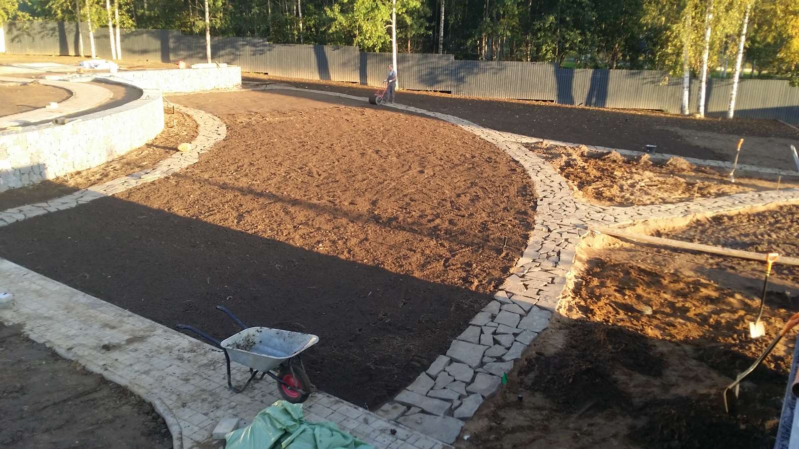 sandstone paths - My, A rock, Paving stones, Dacha, Saint Petersburg, Lawn, Landscape design, Longpost