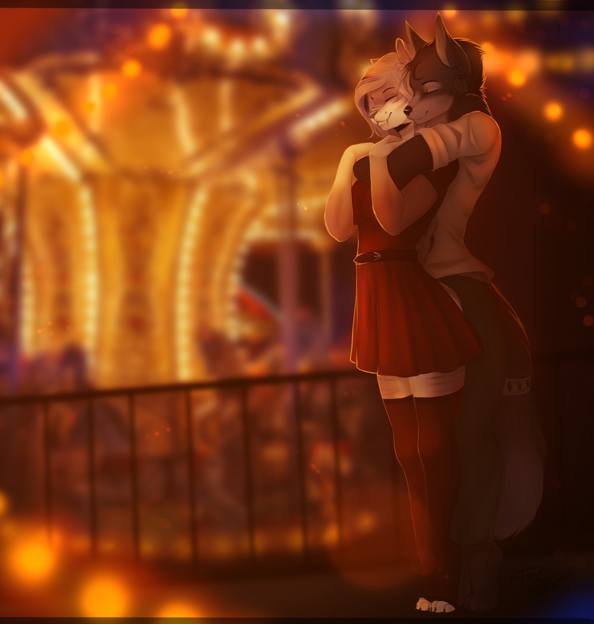 Warm embrace - Furry, Anthro, Art, Dafka