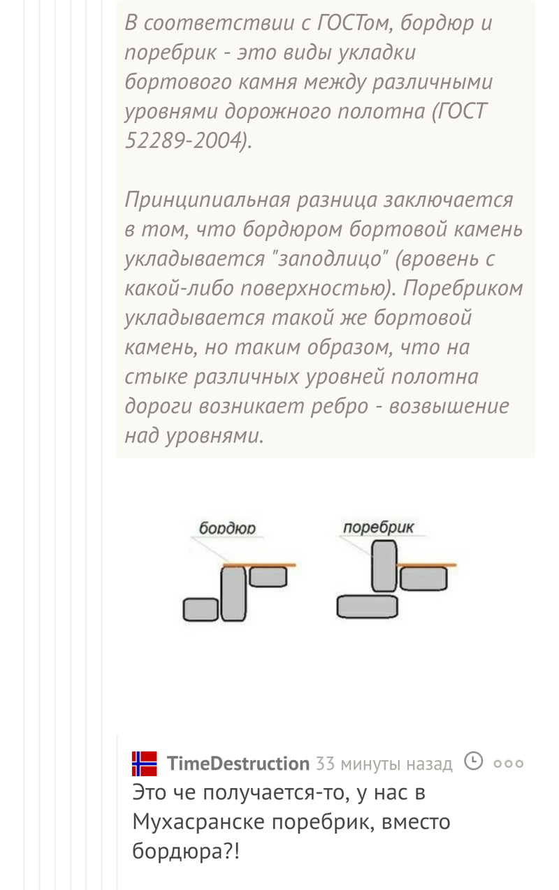 К спору о поребриках и бордюрах[ФЭЙК] - Бордюр или поребрик, Бордюр, Не мое, Картинки, ГОСТ, Мухосранск