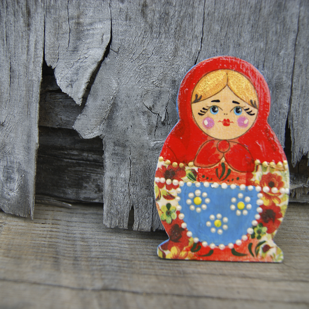 Nesting dolls - My, Matryoshka, Magnet, Decoupage, Painting on glass