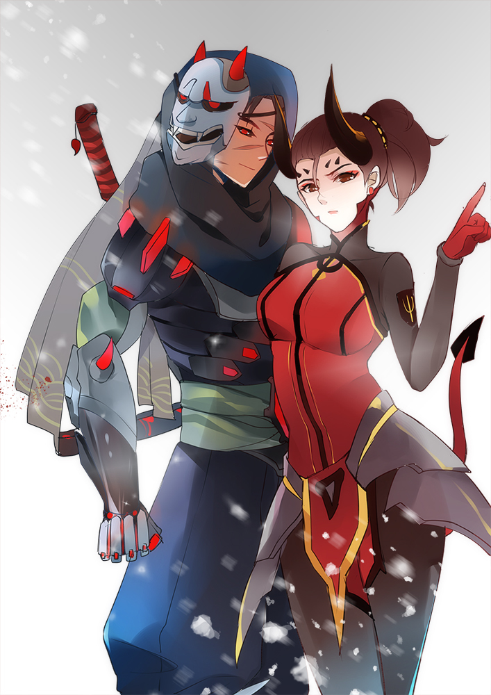 Demons - Overwatch, Art, Mercy, Genji