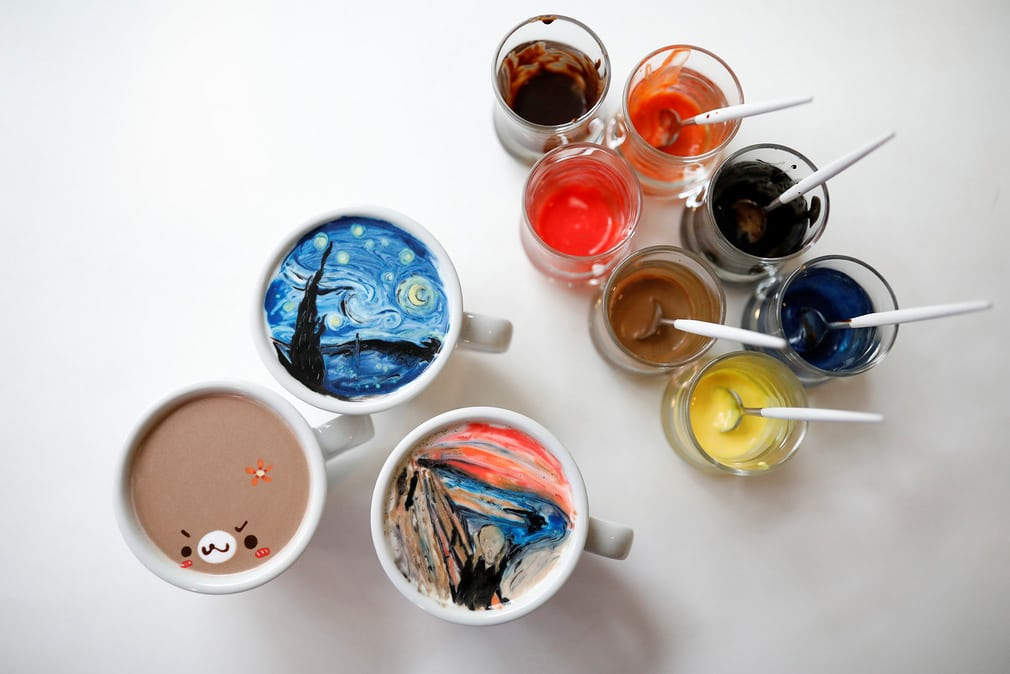 Lee Kang-bin: coffee artist recreates famous paintings in cups - , Barista, van Gogh, Painting, China, Coffee, Amazing, Longpost