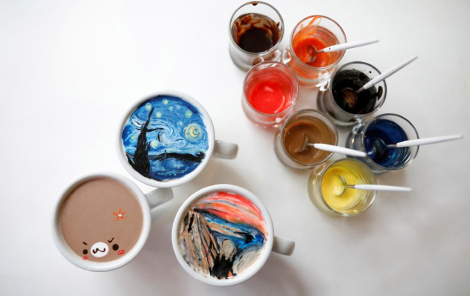 Lee Kang-bin: coffee artist recreates famous paintings in cups - , Barista, van Gogh, Painting, China, Coffee, Amazing, Longpost