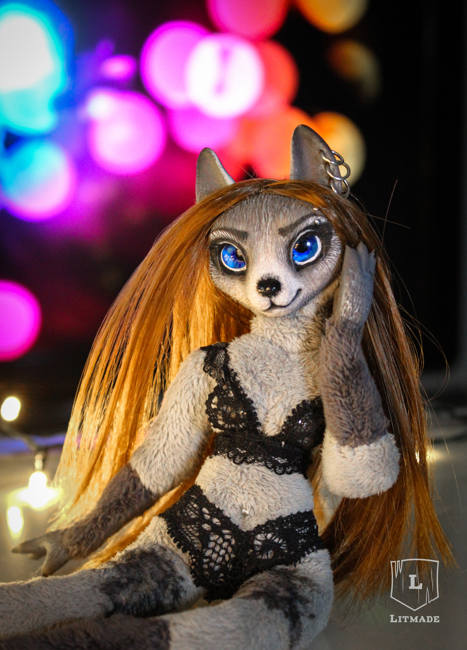 Wolf girl. In the spirit of New York. ^.^ - My, Wolf, Girls, Doll, Handmade, Polymer clay, Furry, Litmade, Longpost