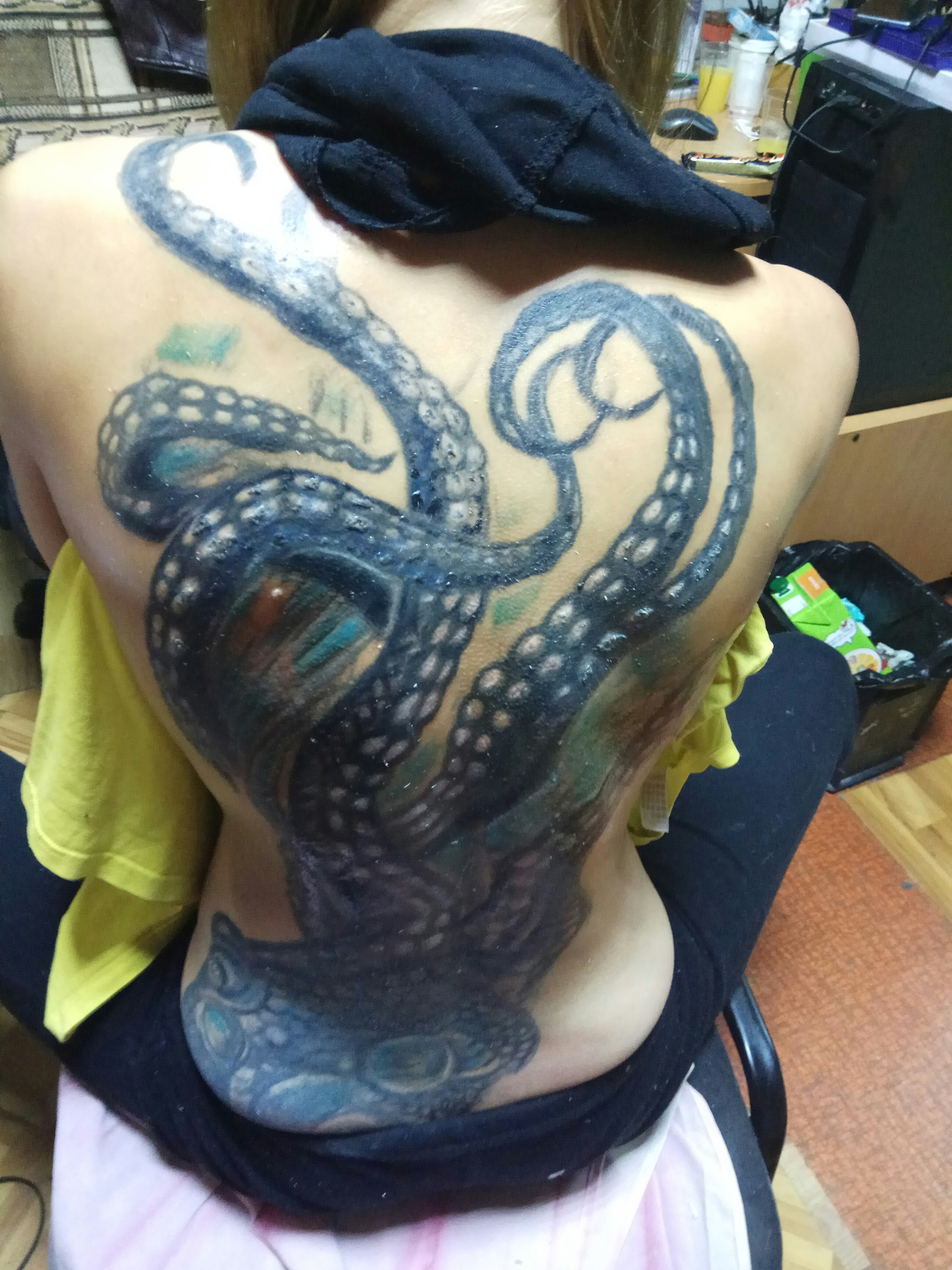 Beautiful? - My, Girl with tattoo, Octopus