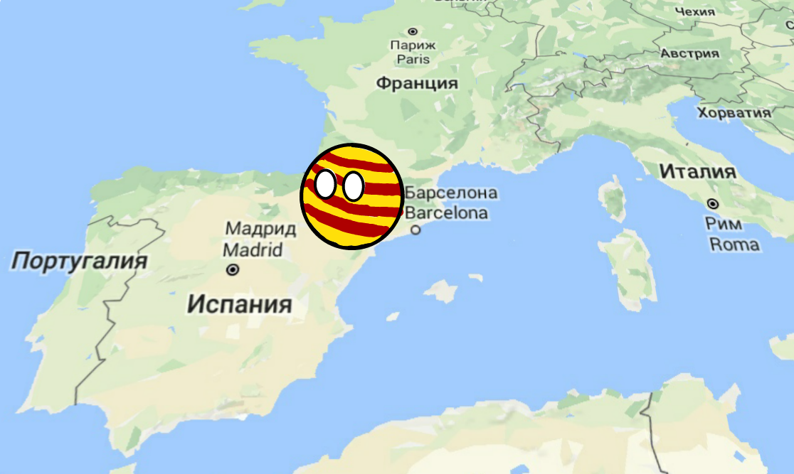 Однажды на Луне родился необычный малыш ... - Политика, Испания, Каталония, Countryballs