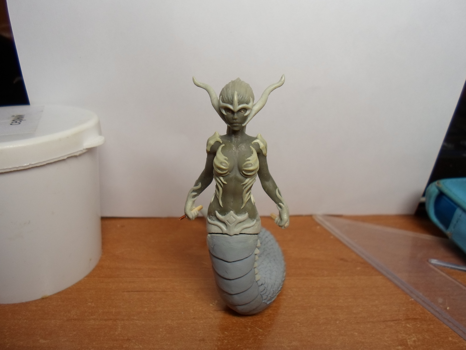 Naga, a little bit of the process of the new figurine - My, Naked, , Process of creation, Лепка, Miniature, With your own hands, Fantasy, Polymer clay, Longpost, Creation