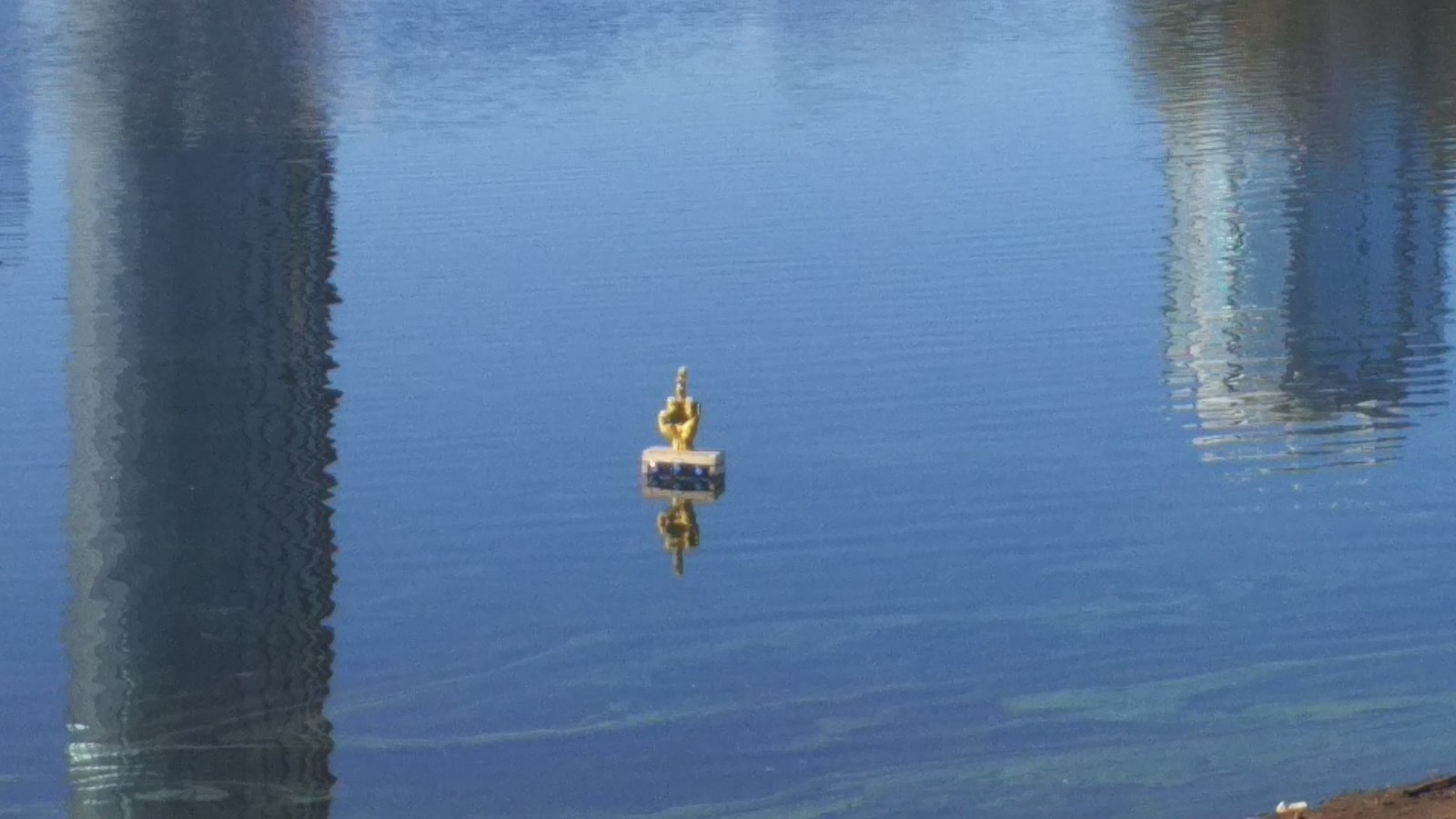 Installation on the pond (they want to build a temple there) - Temple, Yekaterinburg