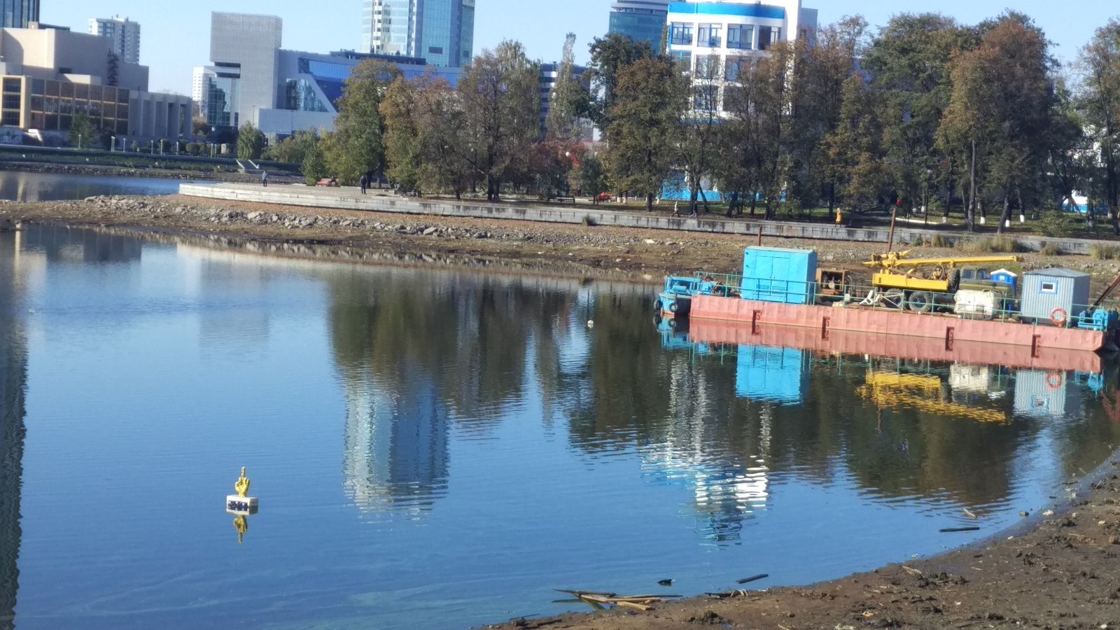 Installation on the pond (they want to build a temple there) - Temple, Yekaterinburg