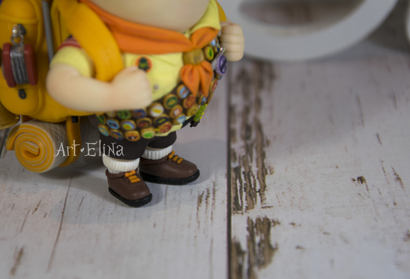 Russell boy scout from the cartoon Up from polymer clay - My, Polymer clay, Figurine, Up, Longpost, Figurines