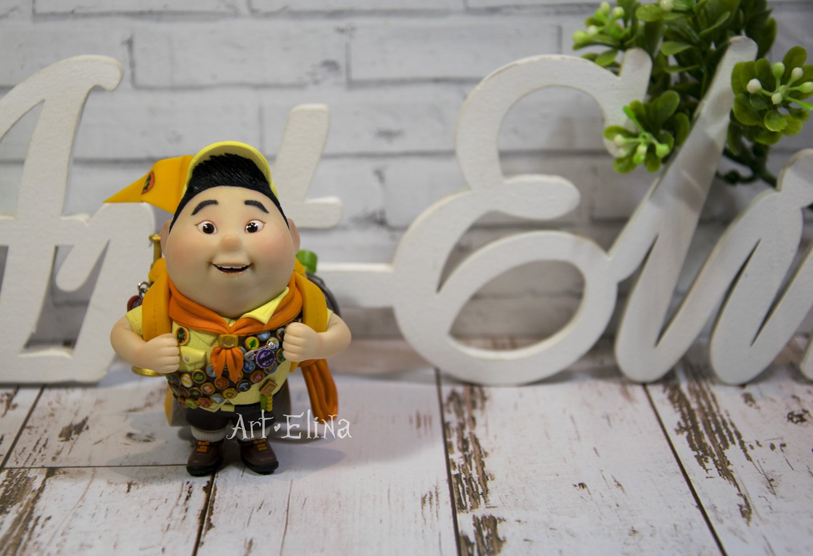 Russell boy scout from the cartoon Up from polymer clay - My, Polymer clay, Figurine, Up, Longpost, Figurines