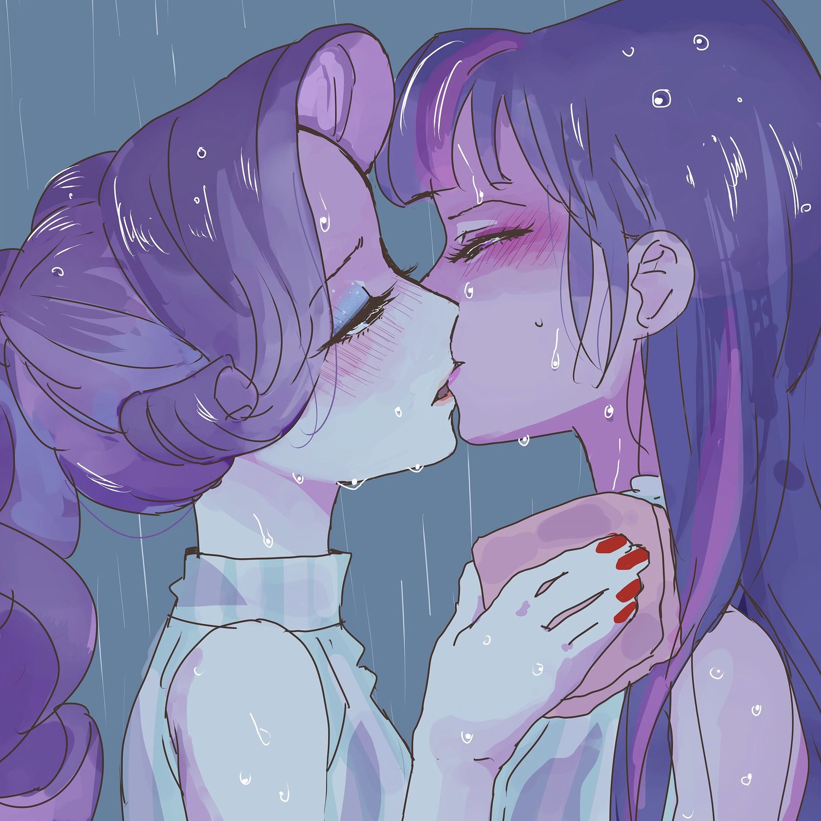 Но им, наверное, не холодно под дождём - My Little Pony, Rarity, Twilight sparkle, Хуманизация, MLP Lesbian, Шиппинг