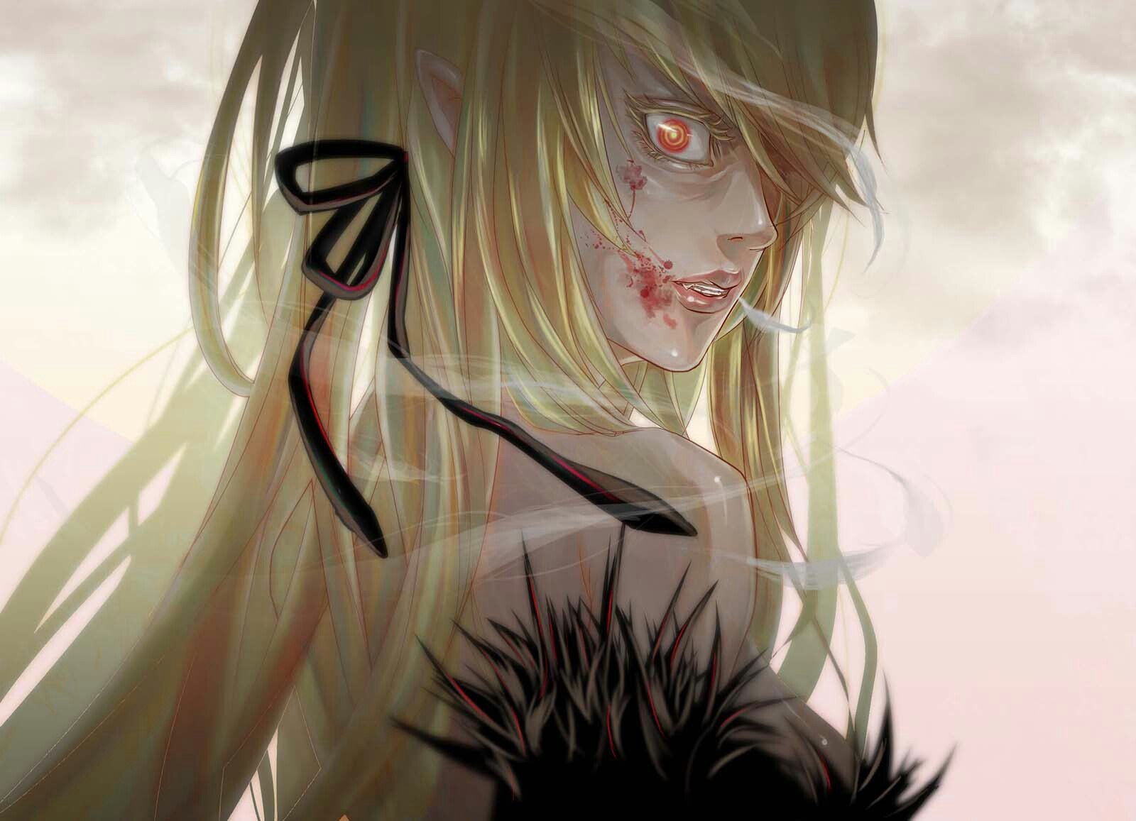 Don't feed girls with promises - Monogatari series, Anime art, Anime, Drawing, Shinobu oshino, Kiss-Shot Acerola-orion Heart-under-blade