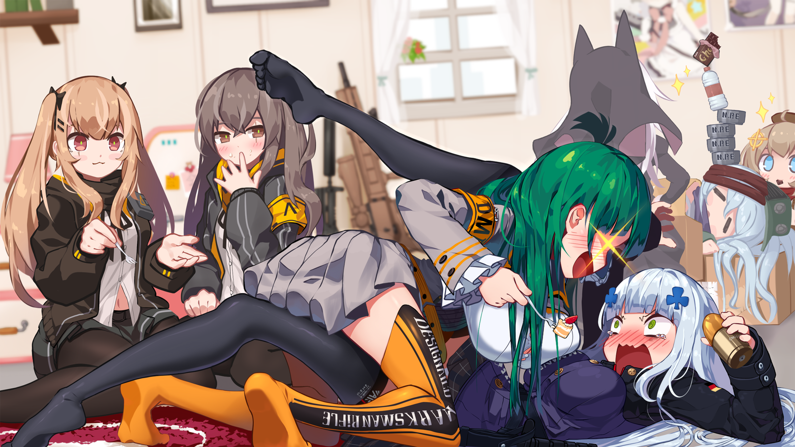 Itadakimasu! - Art, Anime, Desktop wallpaper, Girls frontline, Ump9, Ump45, , Hk416