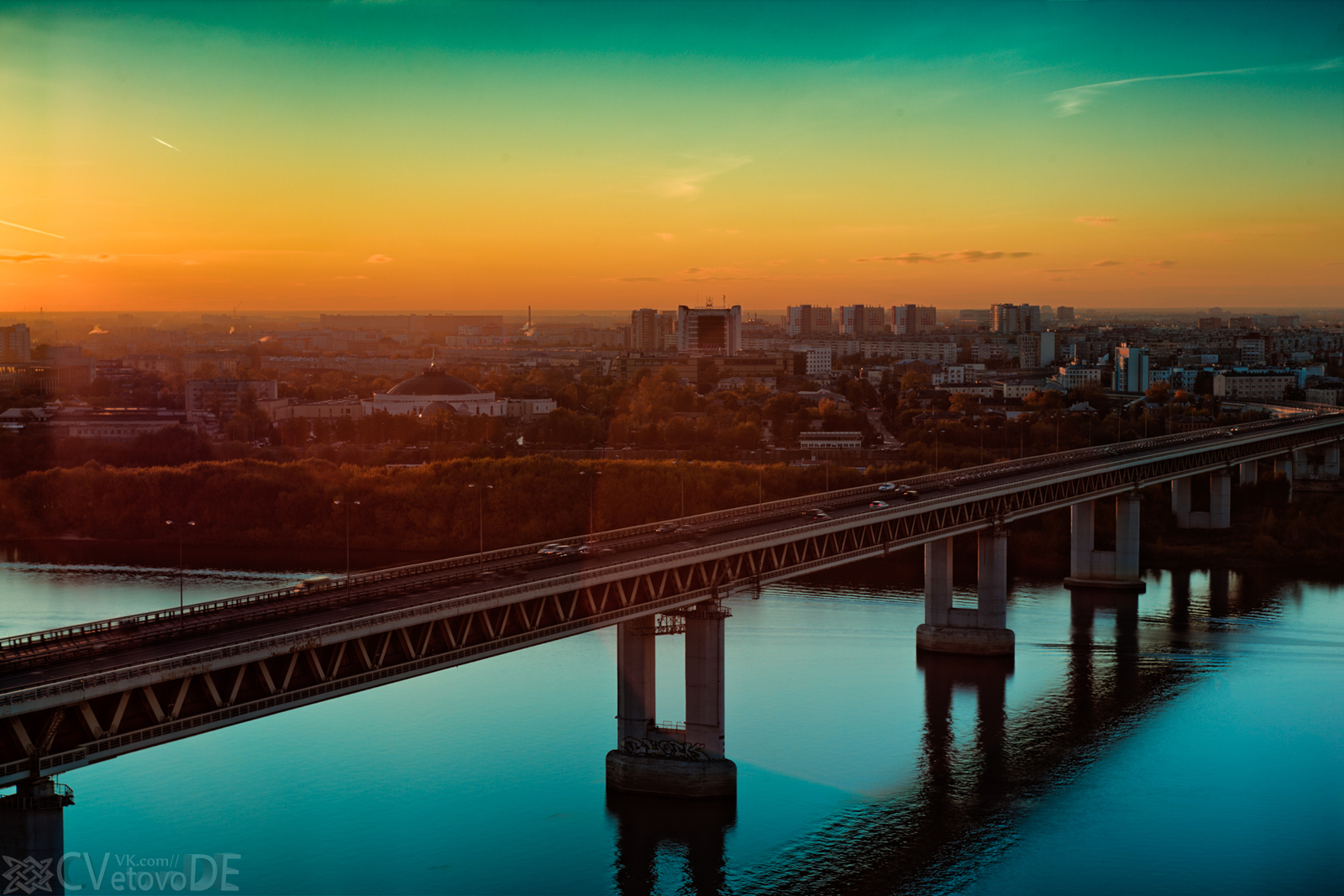 Sunset. - My, I want criticism, Sunset, metro bridge, Oka, Nizhny Novgorod