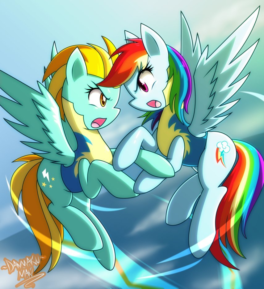 Lightning and rainbow - My little pony, Lightning dust, Rainbow dash, Danmakuman