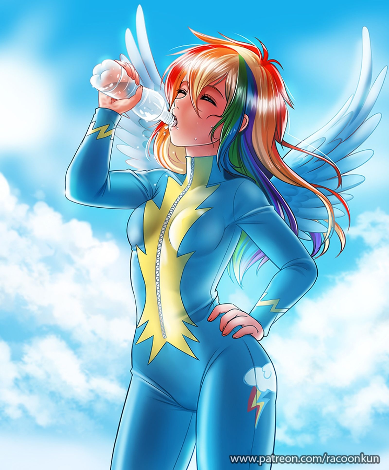 WaterDash - My little pony, Rainbow dash, Humanization, Wonderbolts, Racoonkun, Art