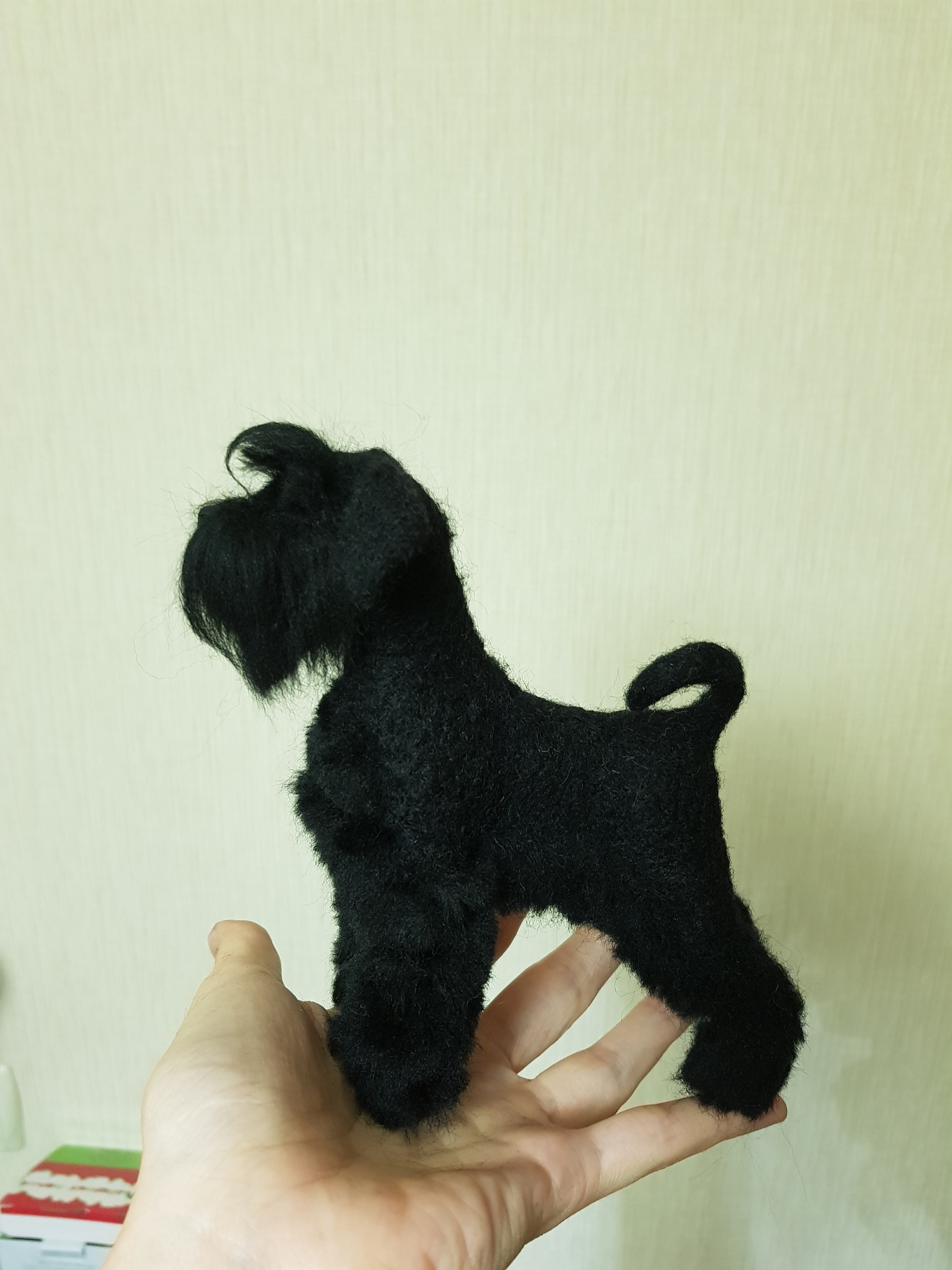 Here, I got such a schnauzer. Made in the technique of dry felting. - My, Dog, Dog breeds, Animals, Miniature schnauzer, Giant schnauzer, Handmade, Dry felting, Wallow