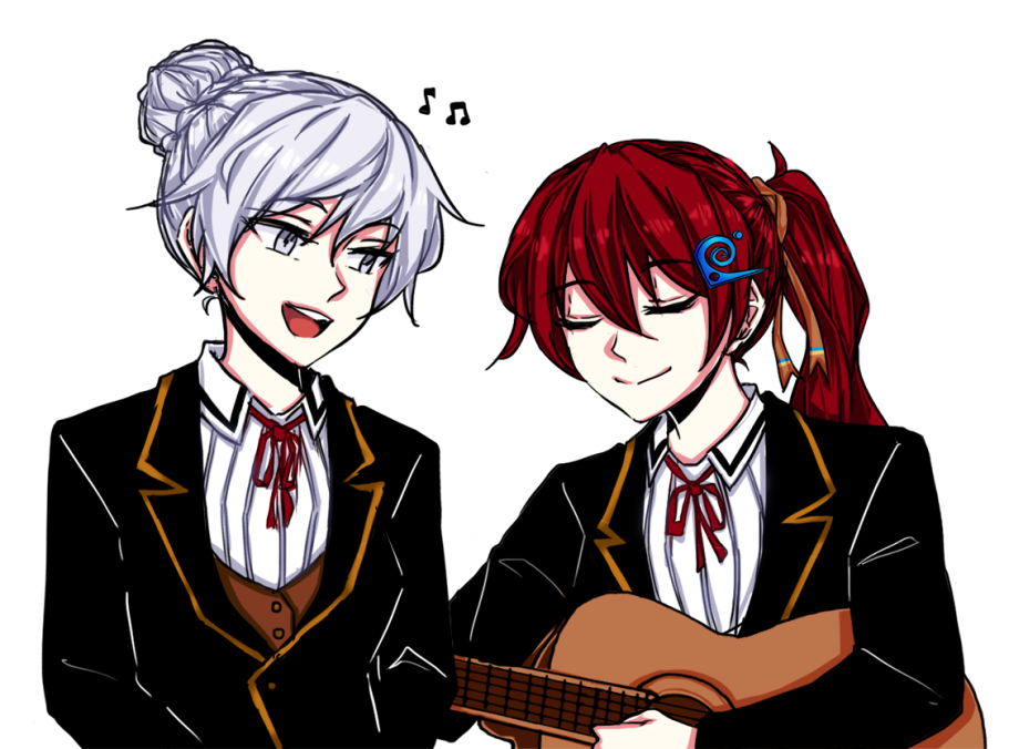 Music break. - RWBY, Weiss schnee, Pyrrha nikos, Anime, Not anime