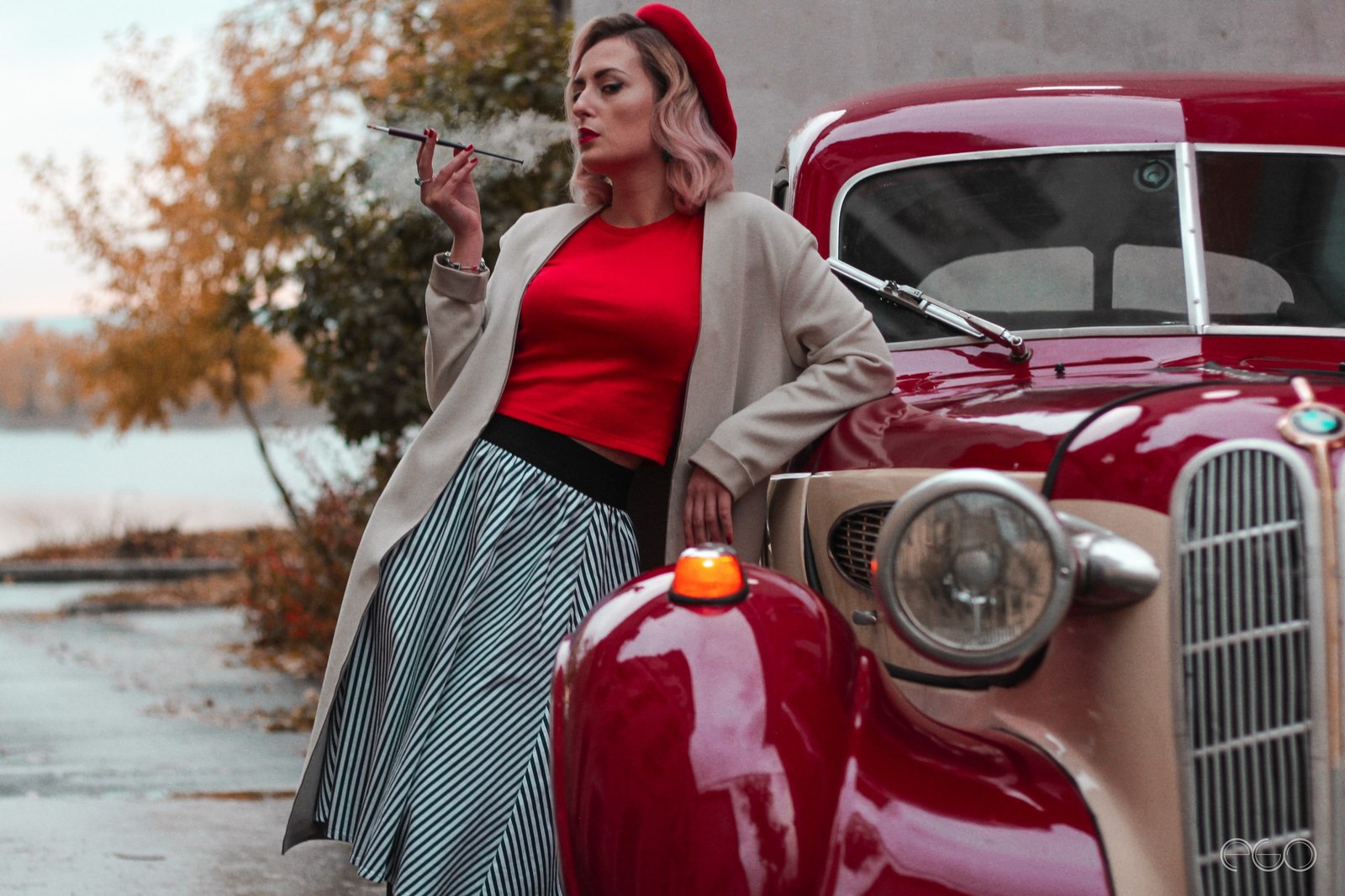 retro autumn - My, Retro, Retro car, Bmw, Beautiful girl, PHOTOSESSION, Autumn, Longpost