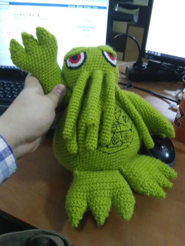 I also contacted Cthulhu) - My, Cthulhu, Knitting, Needlework without process, Handmade, Longpost