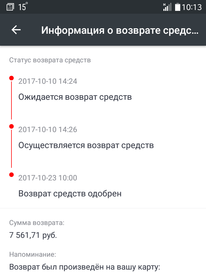 Сколько ждать возврат. Статусы про возврат. Статус возвращено. Информация о возврате. Возврат средств рестор скрин.