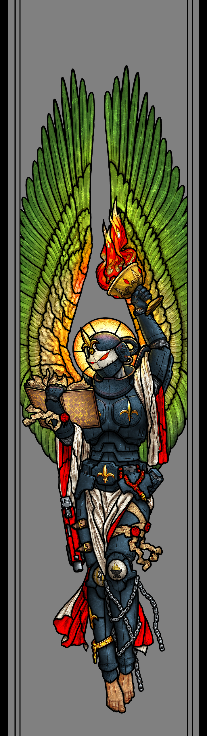 Sister of battle, stained glass - My, Illustrations, Painting, Video, Adepta Sororitas, Warhammer 40k, Wh Art, Stained glass, Imperium of Humanity, Longpost, Imperium