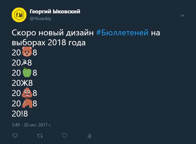 Новый дизайн бюллетеней. - Политика, Выборы, Выборы 2018, Эмодзи, Twitter, Бюллетень, Эмоции, Юмор