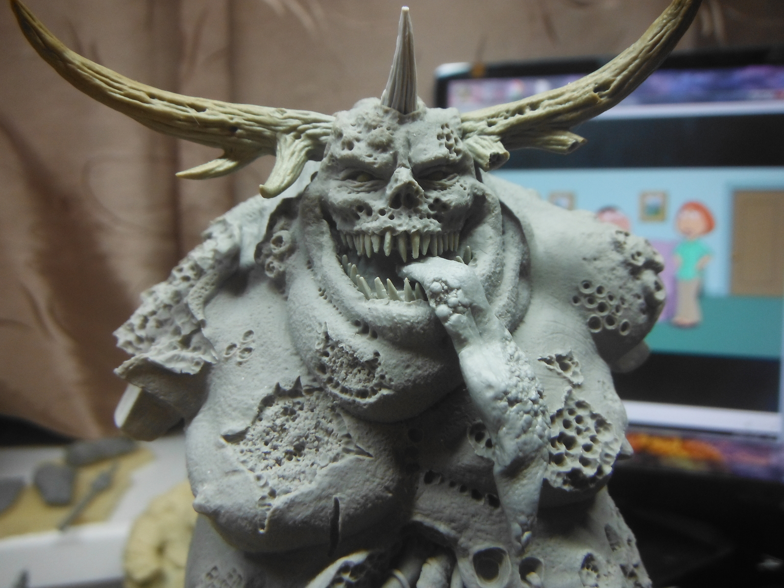 Warhammer figurine made of polymer clay. - My, Warhammer Chaos, Chaos, Nurgle, , Sculpture, Warhammer 40k, Hobby, Polymer clay