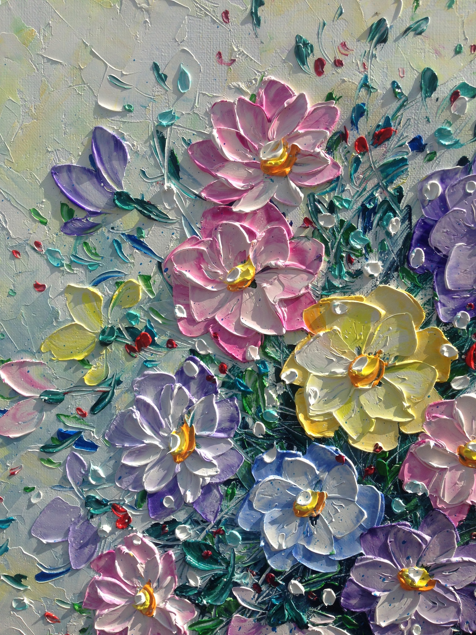 My palette knife painting - My, Art, Oil painting, Painting, Flowers, Longpost