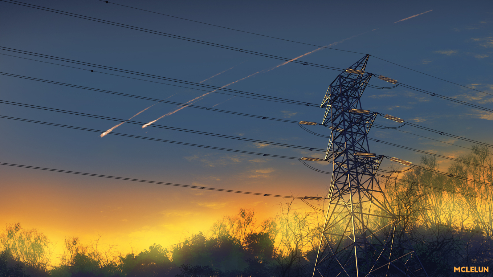 Meteor Pylon - Mclelun, The wire, Power lines, Drawing, Art