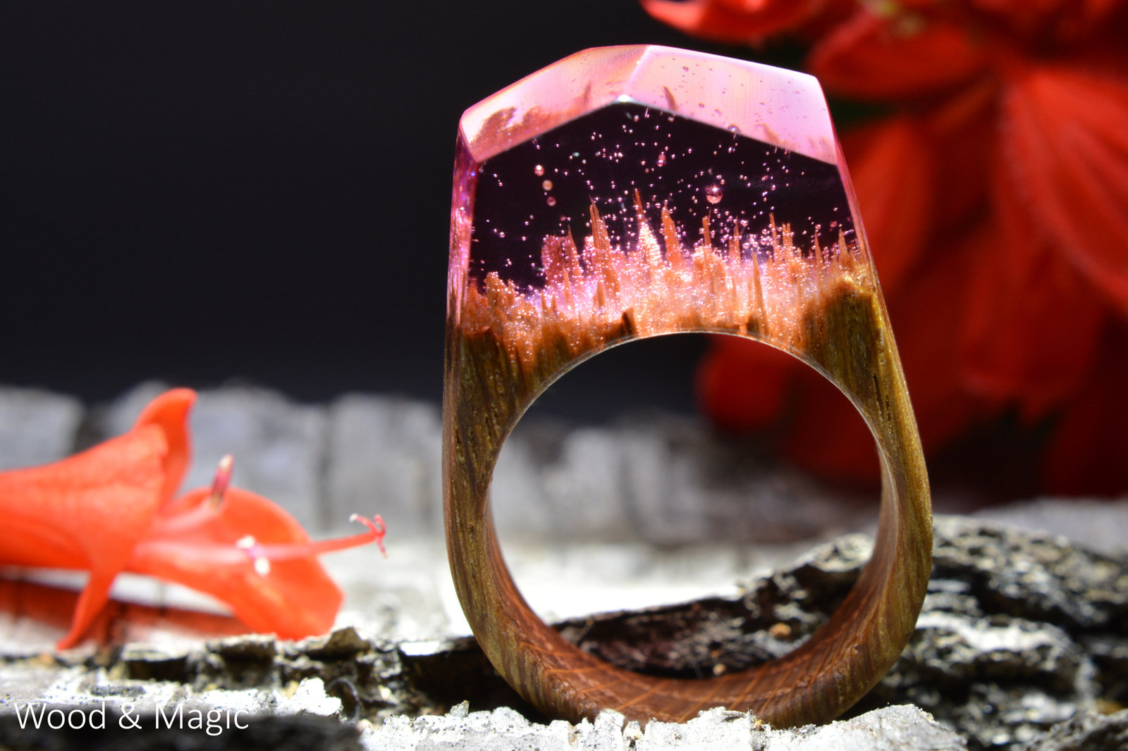 Wood and Epoxy Rings + Creative Photos (Part 9) - My, Epoxy resin, Ring made of wood, Macro, Needlework without process, Longpost, Macro photography