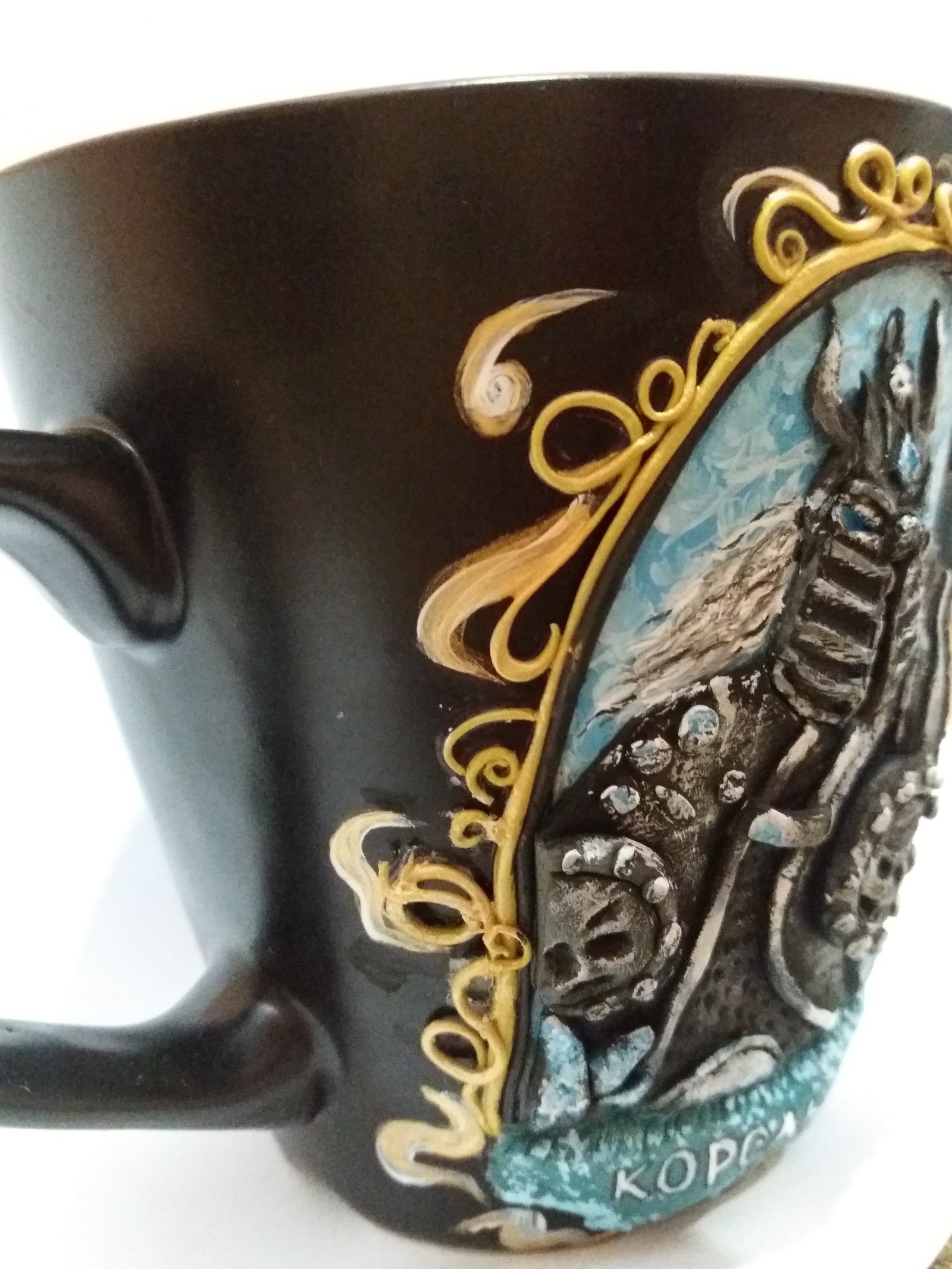 Mug with the Lich King made of polymer clay - My, Lich King, Warcraft, Polymer clay, Handmade, Fan art, Кружки, World of warcraft, Hearthstone, Longpost