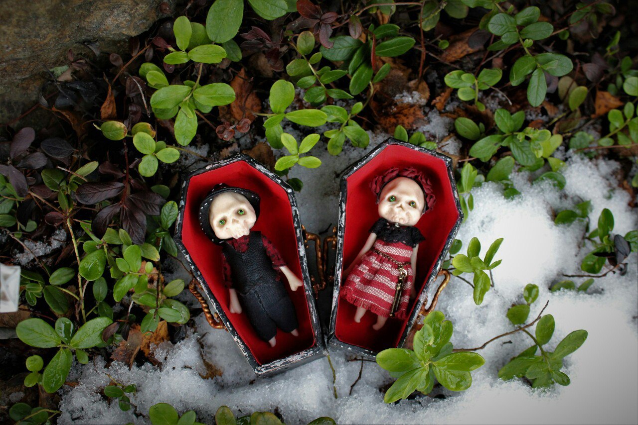 Dolls for Halloween - My, Doll, Halloween, Polymer clay, Handmade, Pumpkin, Skeleton, Toys, Longpost