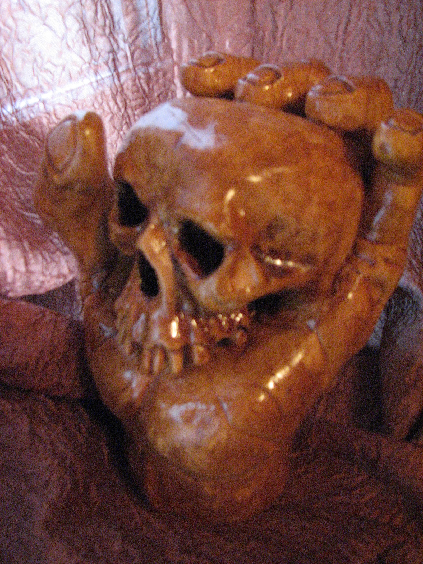 Cane head, skull in hand, wood carving - My, Knob, Scull, Cane, Wood carving, , Longpost