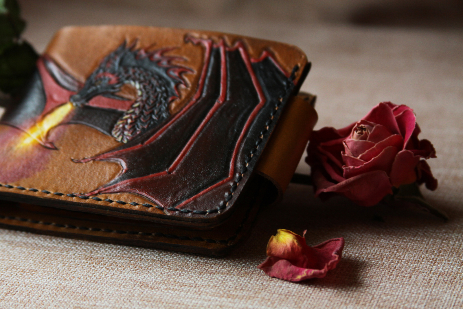 Leather wallets - My, Needlework without process, Needlework, Leather, Wallet, Purse, Embossing on leather, , Longpost