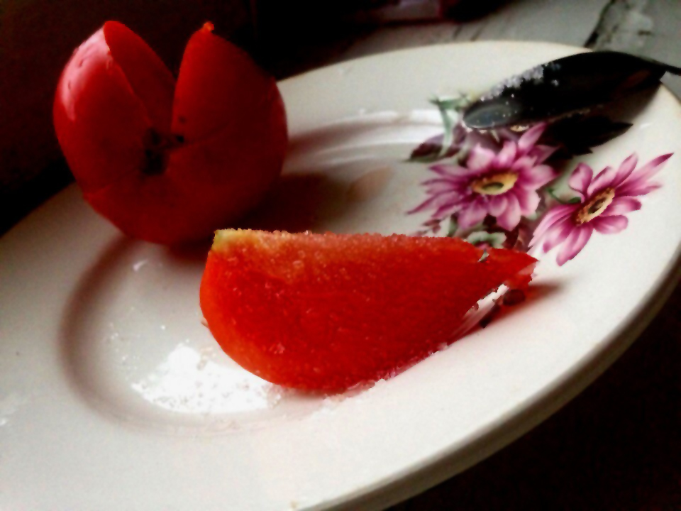 Tomato with sugar - the taste of childhood... - My, Tomatoes, Childhood, Food