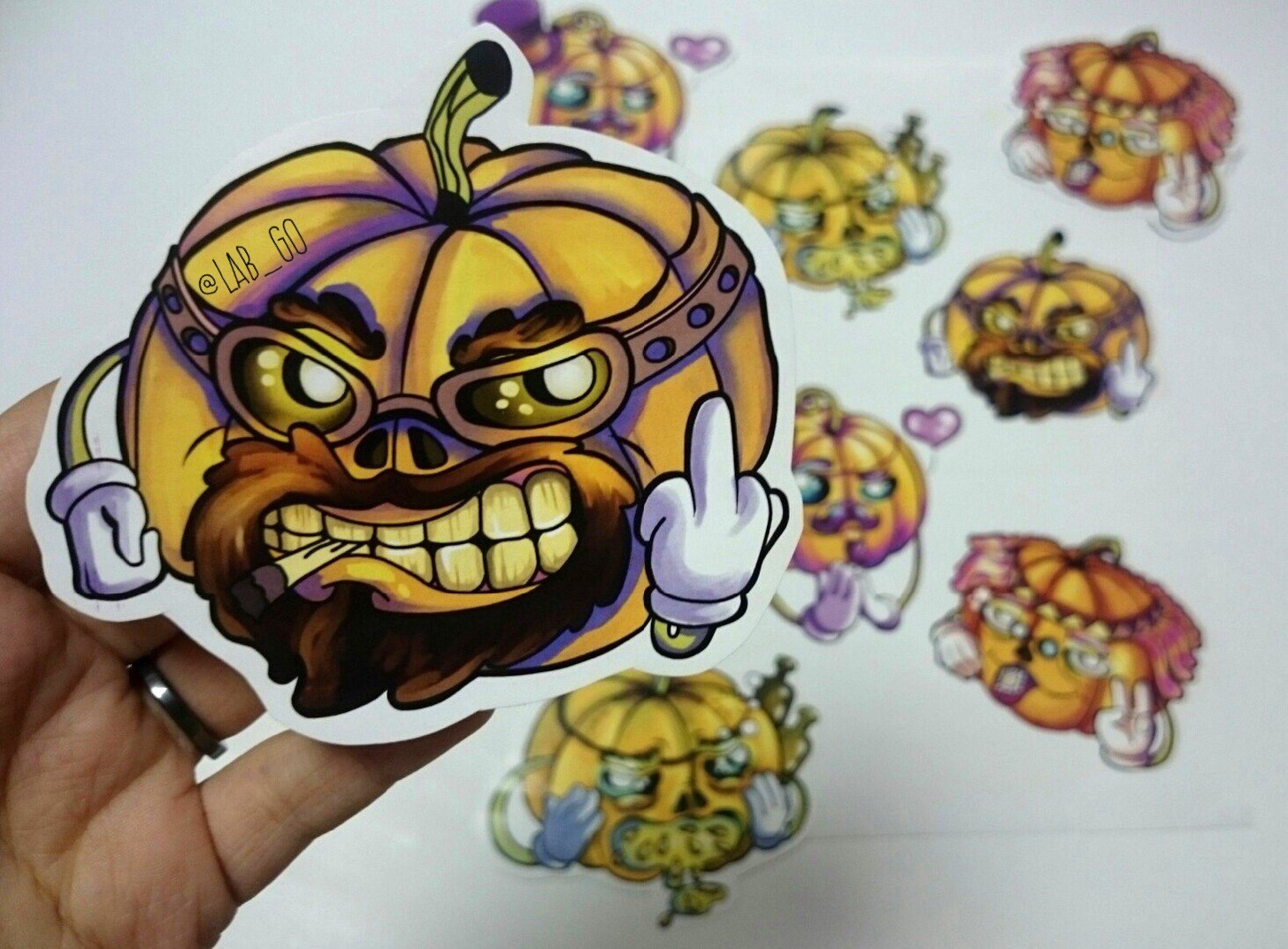 Pumpkins after Halloween celebration)) - My, Halloween, Art, Sticker, Humor, Longpost