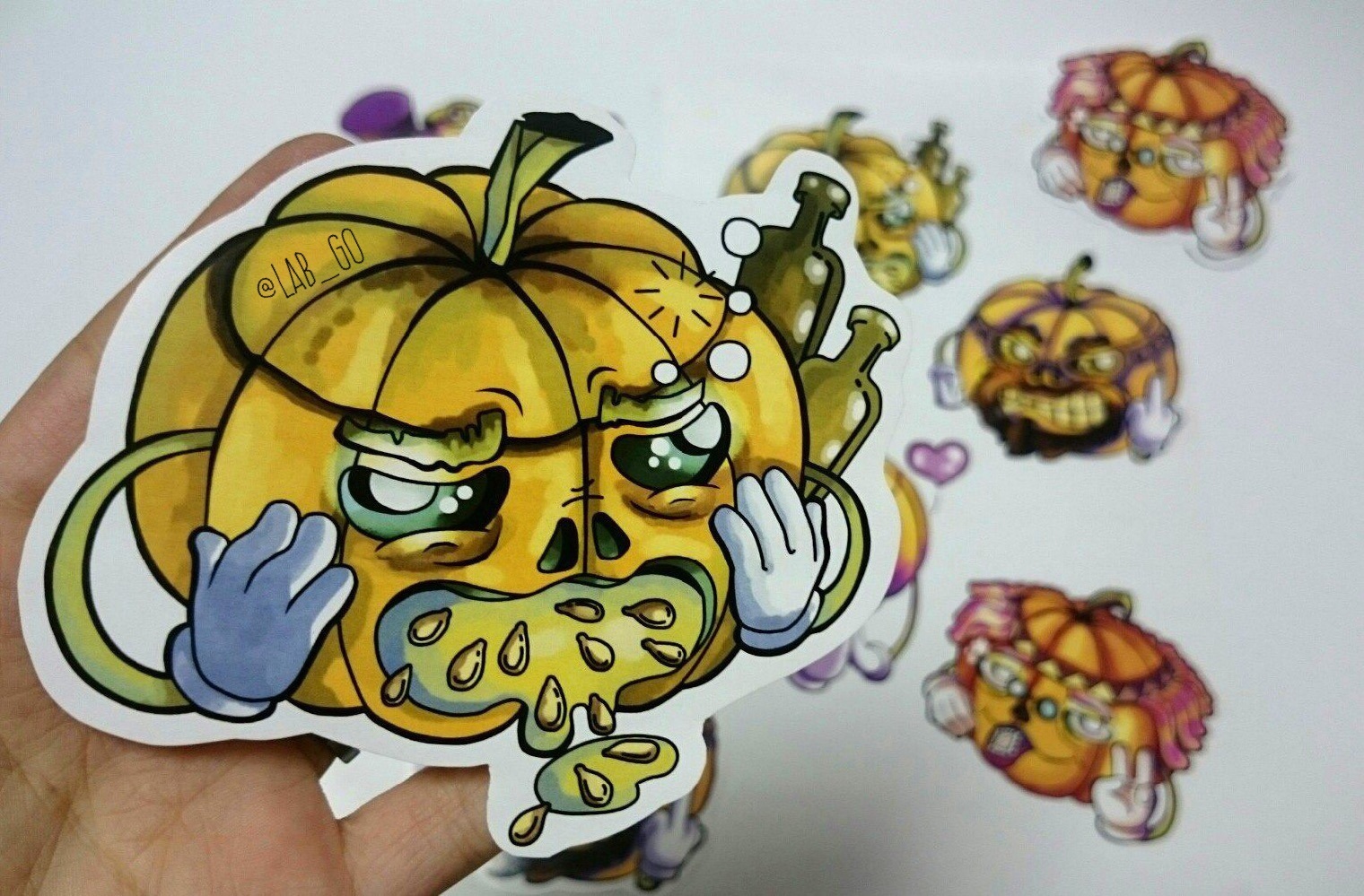 Pumpkins after Halloween celebration)) - My, Halloween, Art, Sticker, Humor, Longpost