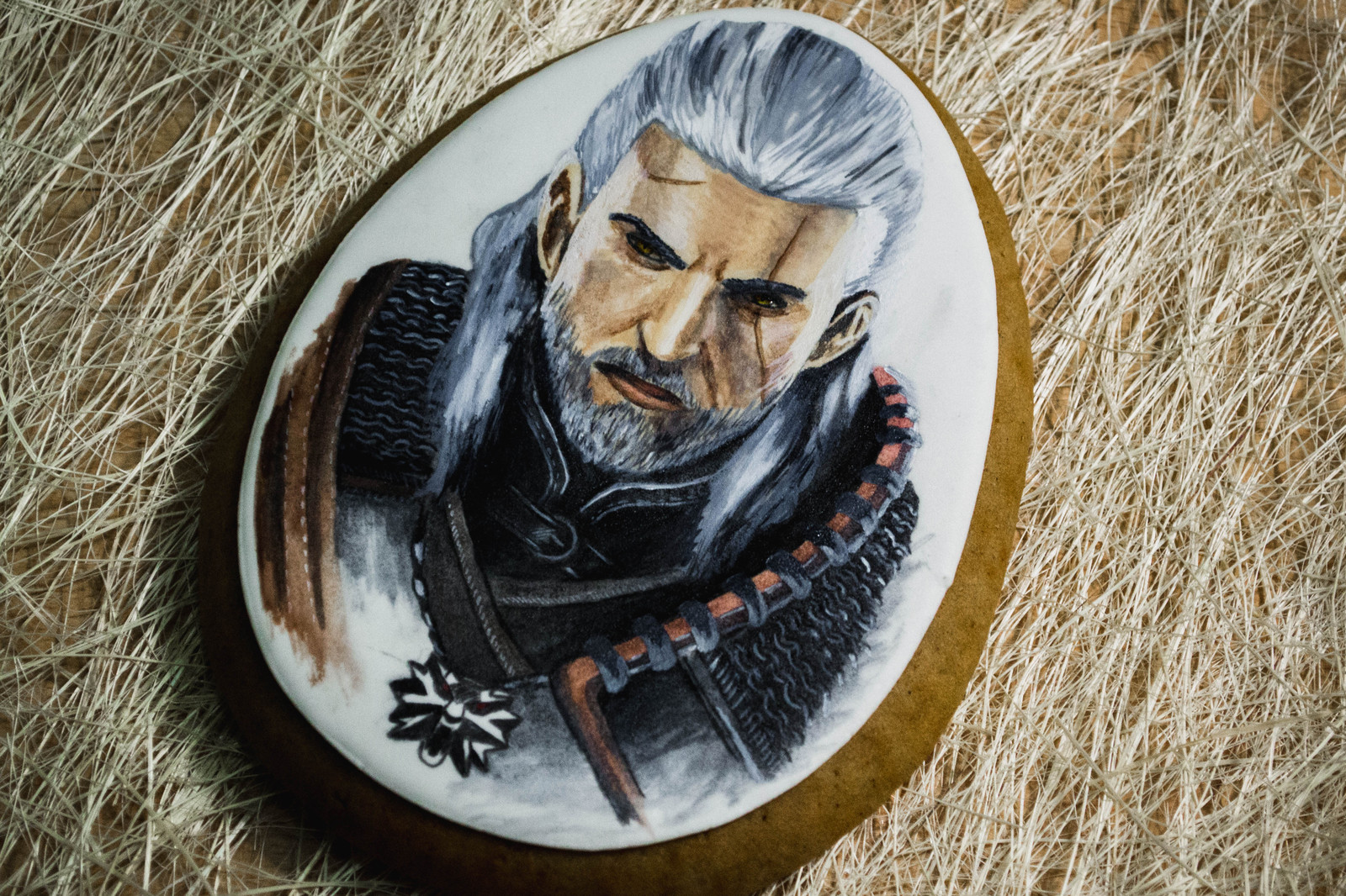 Gingerbread from Rivia. - My, Geralt of Rivia, Andrzej Sapkowski, Needlework without process, Handmade, Friday tag is mine, 