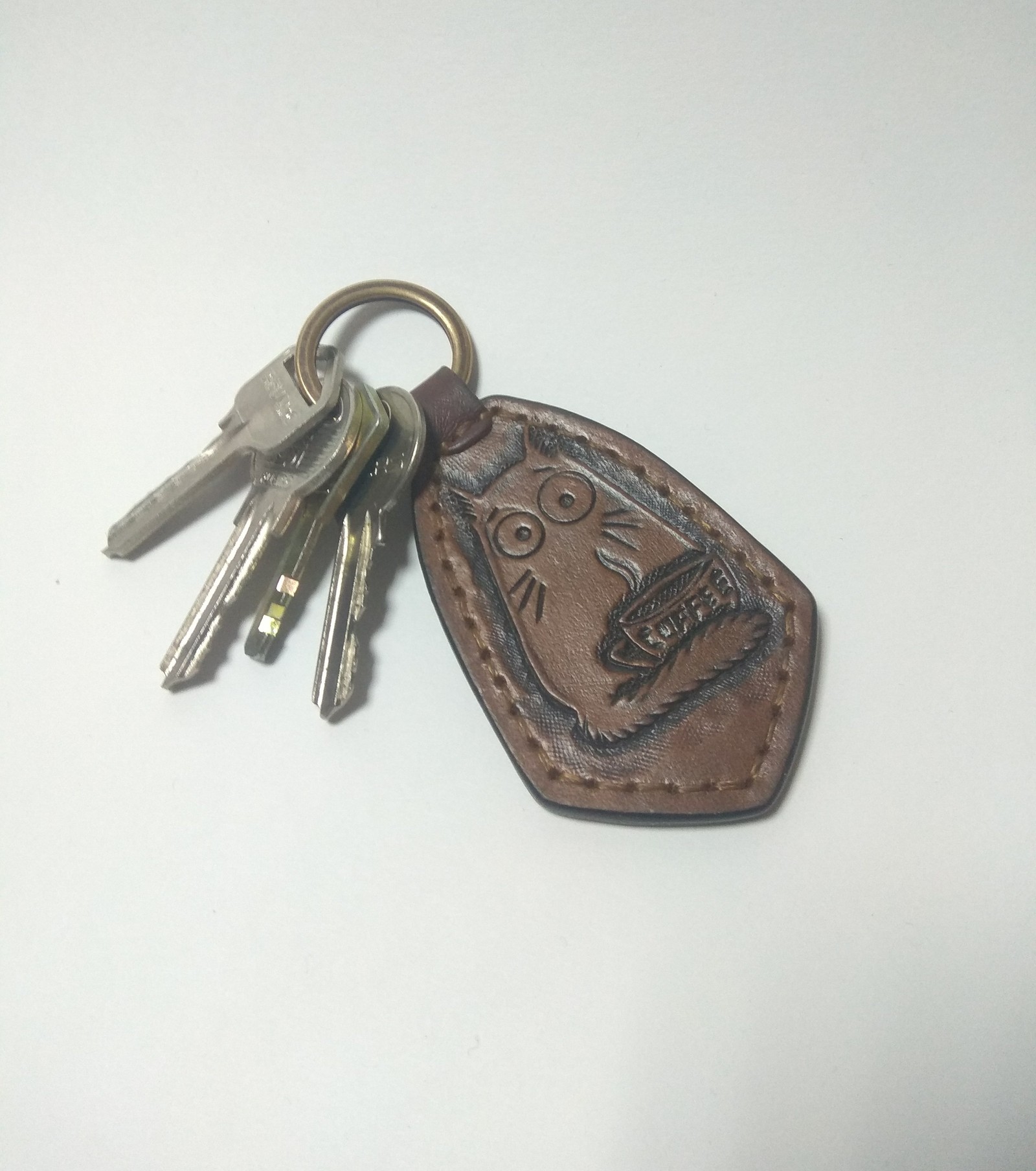 Keychain - My, Leather, Leather, Handmade, Keychain, Embossing on leather, Longpost