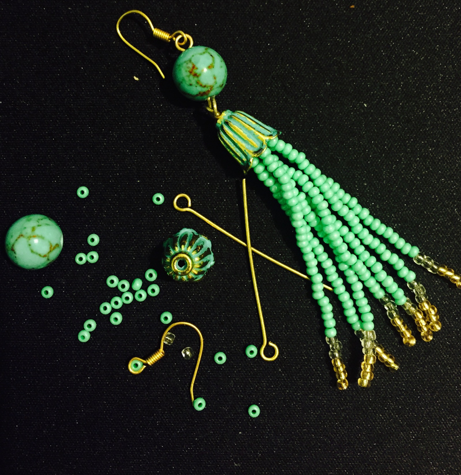 Night needlework - My, Needlework, Earrings, , Beads, Longpost